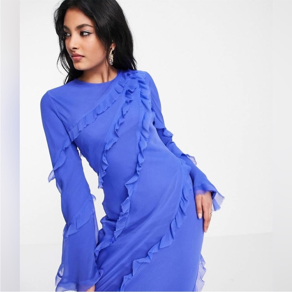 ASOS Blue Ruffle Maxi Dress